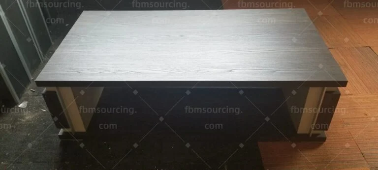 Dark wood-grain coffee table checked at the inspection