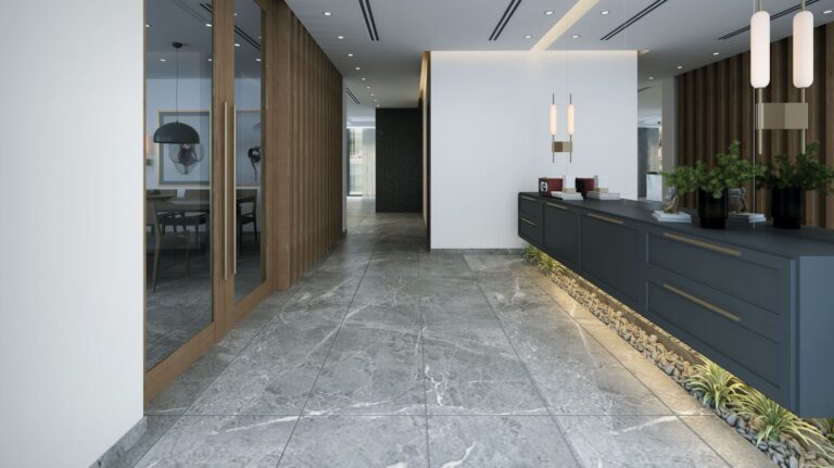 Built-in joinery wall with fluted timber panelling