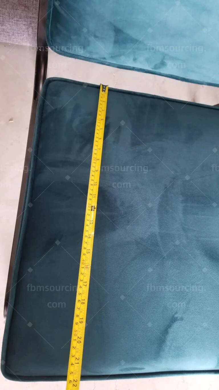 Velvet seat cushion measured with a tape