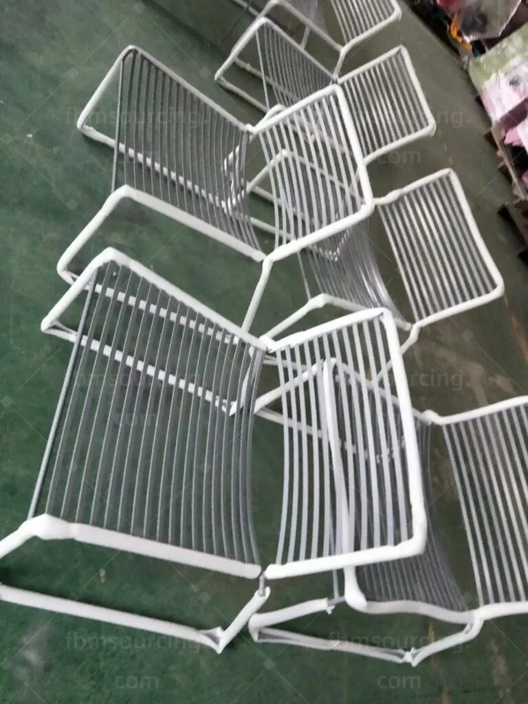 White wire chair frames at the inspection