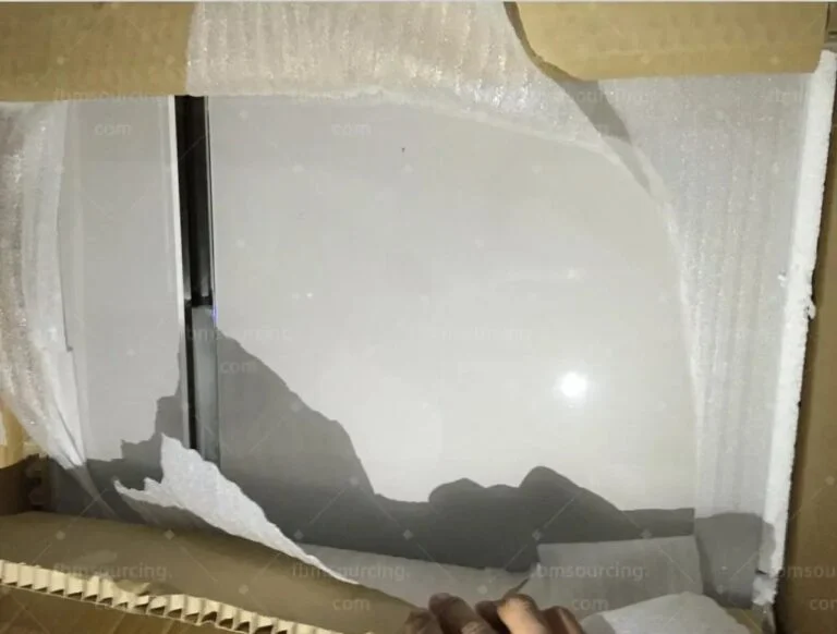White table top in foam packing