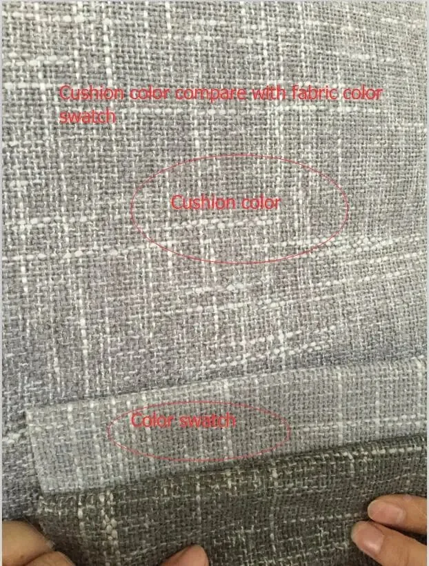 Cushion fabric compared with the approved colour swatch